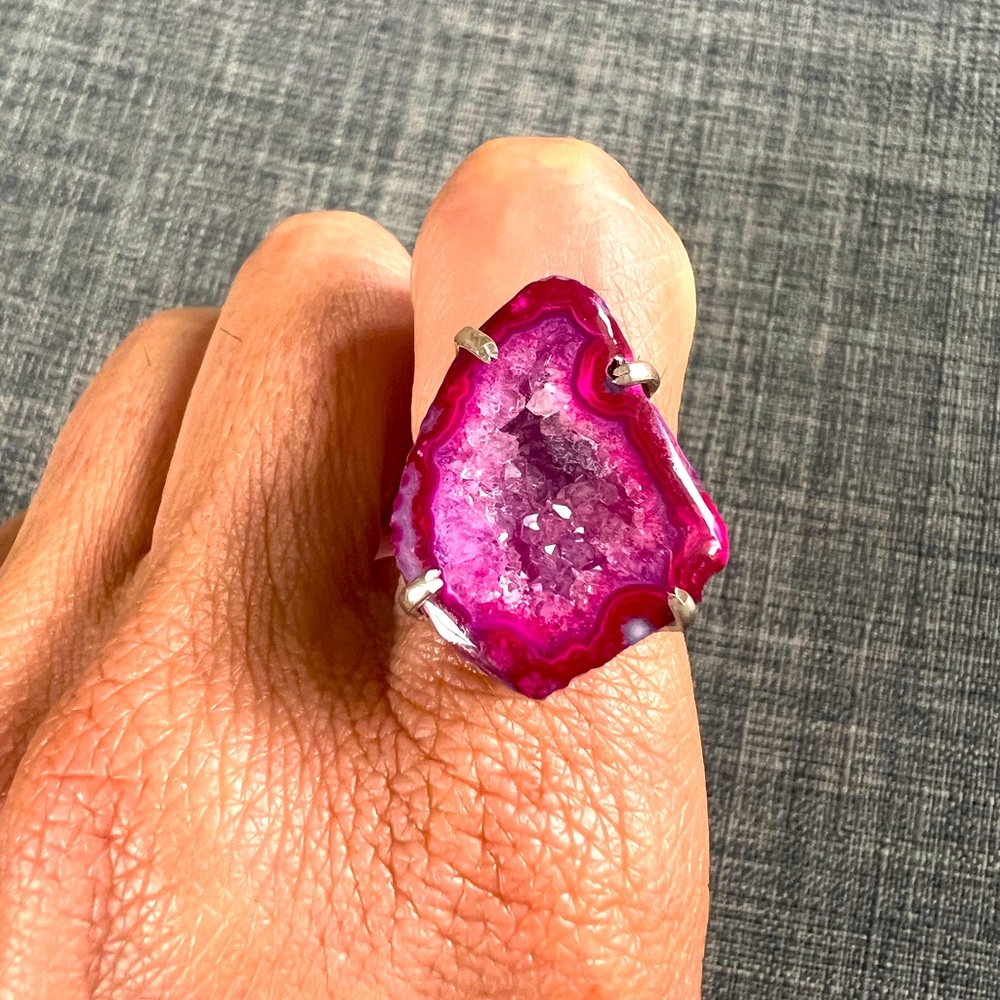 Sterling silver agate ring- size 8 - Picture 4 of 4